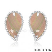 Fake Van Cleef & Arpels Sweet Alhambra Leaf White Earrings,Brown Mother-Of-Pearl